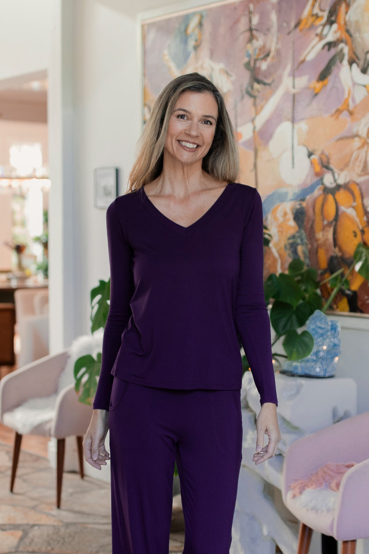 Jill V-Neck Long Sleeved Bamboo Top