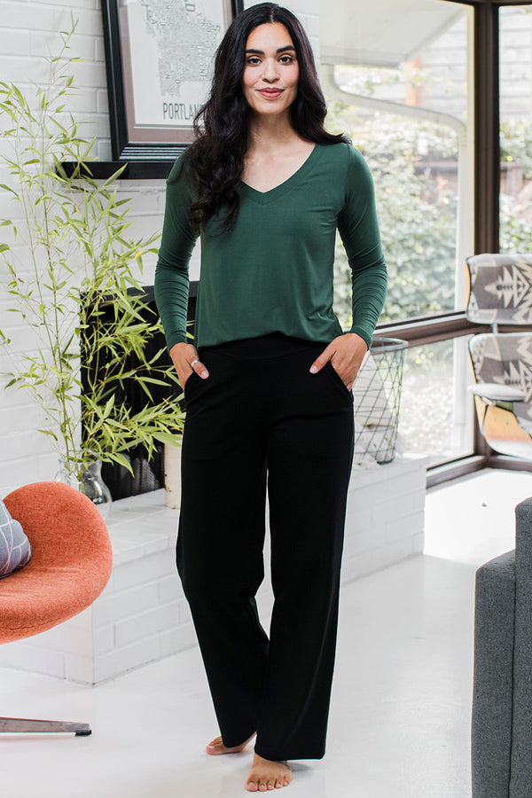 Lexi Ultra-Stretch Bamboo & Organic Cotton Classic Wide Leg Pant -
Black