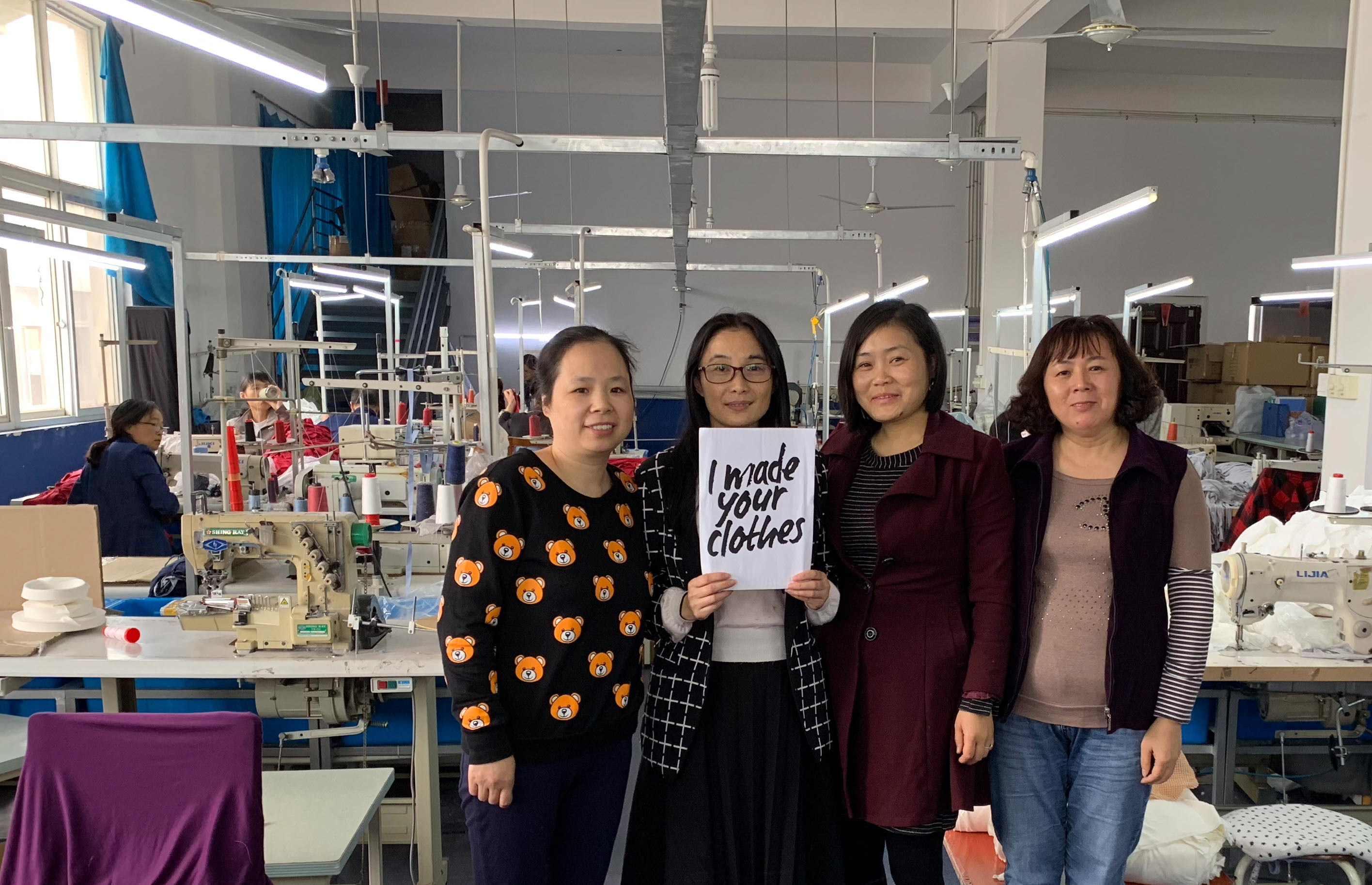 Four Garment Workers in a sewing factory.