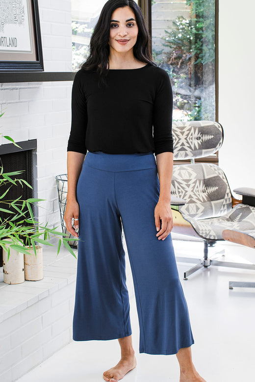 Jaden Wide Leg Cropped Bamboo Pant