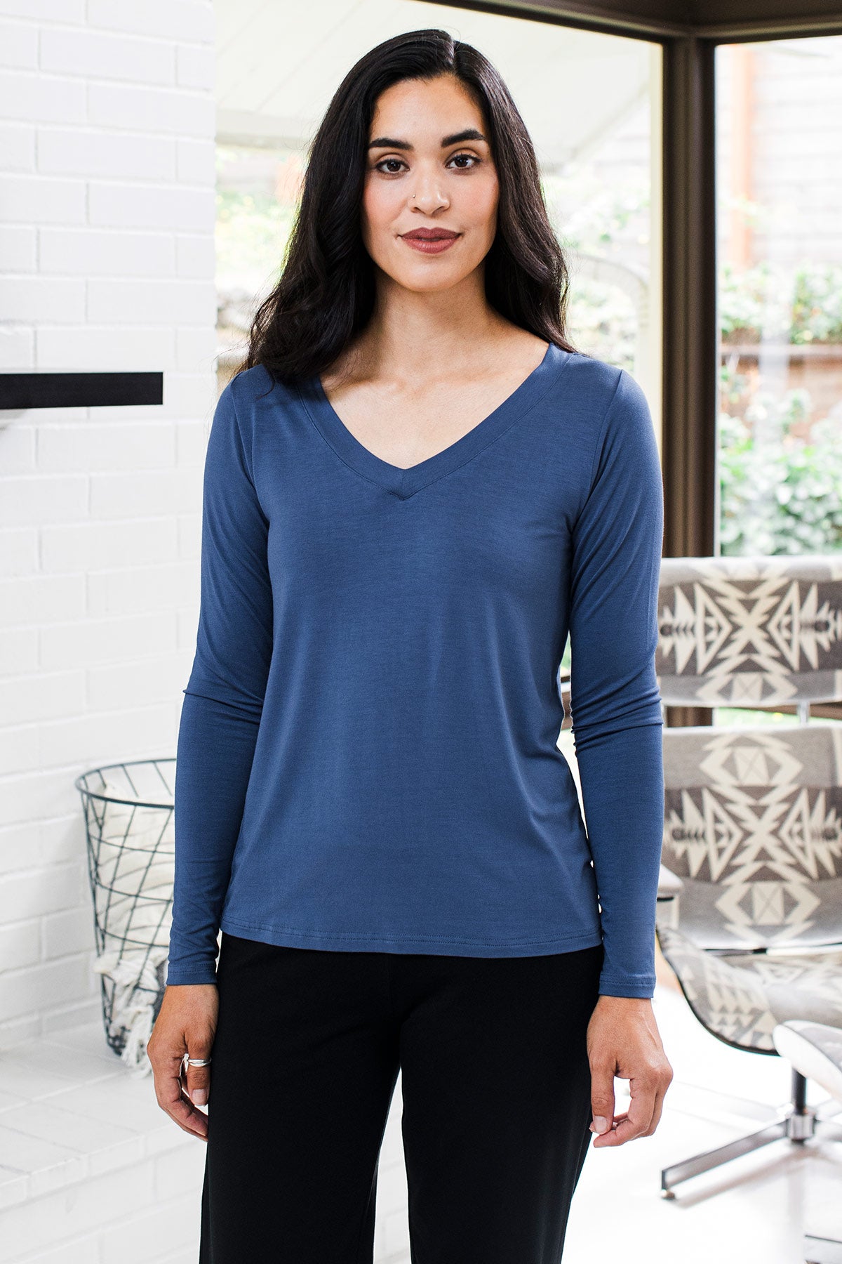 Jill V-Neck Long Sleeved Bamboo Top