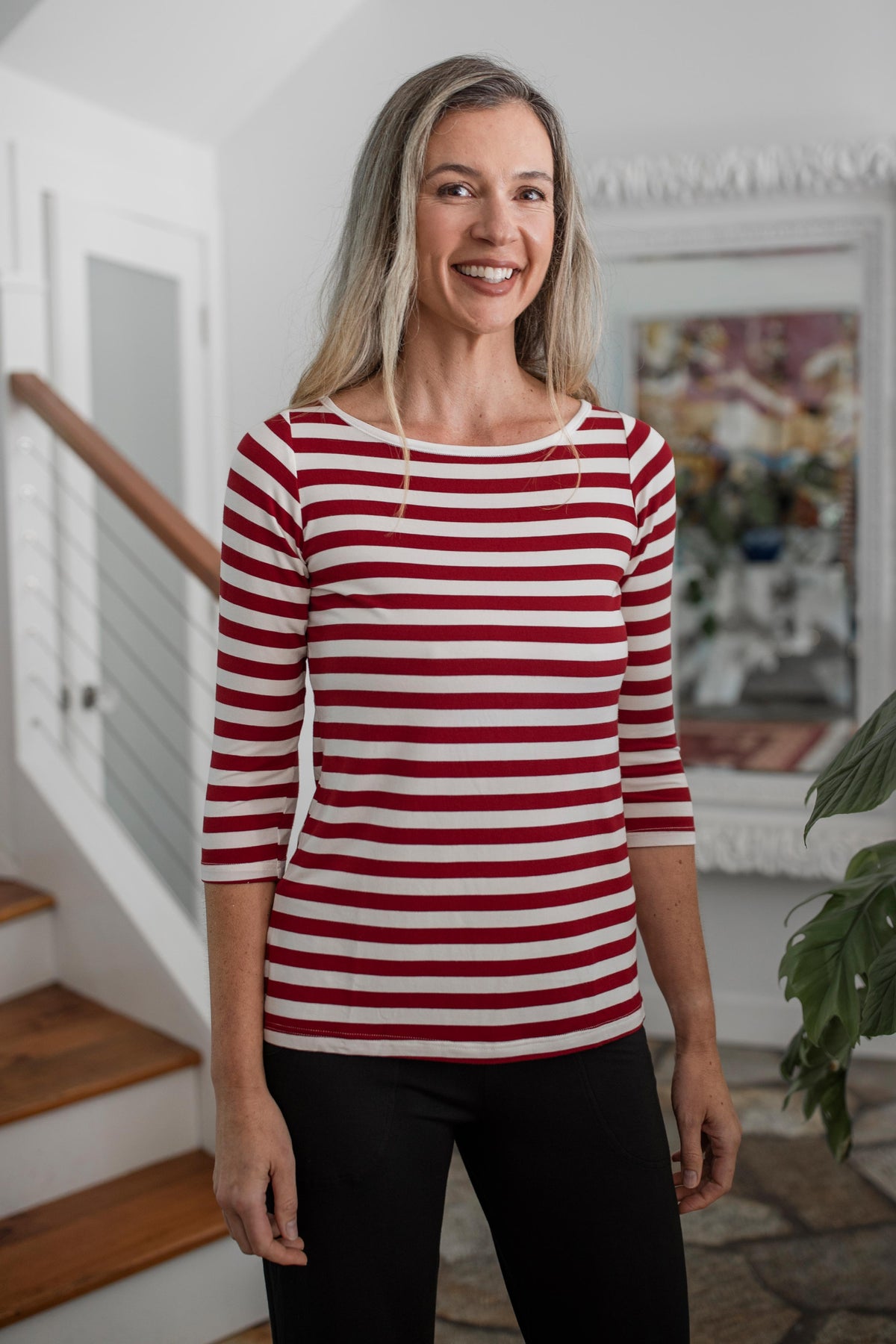 Kai Boatneck 3/4 Sleeve Relaxed Fit Bamboo Tee Shirt