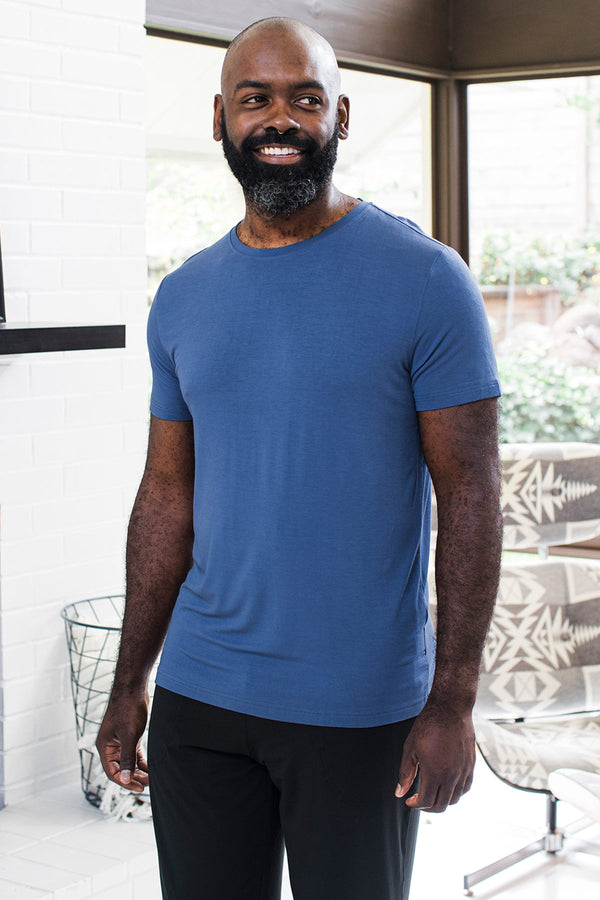 Men's Nathan Short Sleeve Bamboo Crew Tee Shirt - 
                         			Twilight
                         		