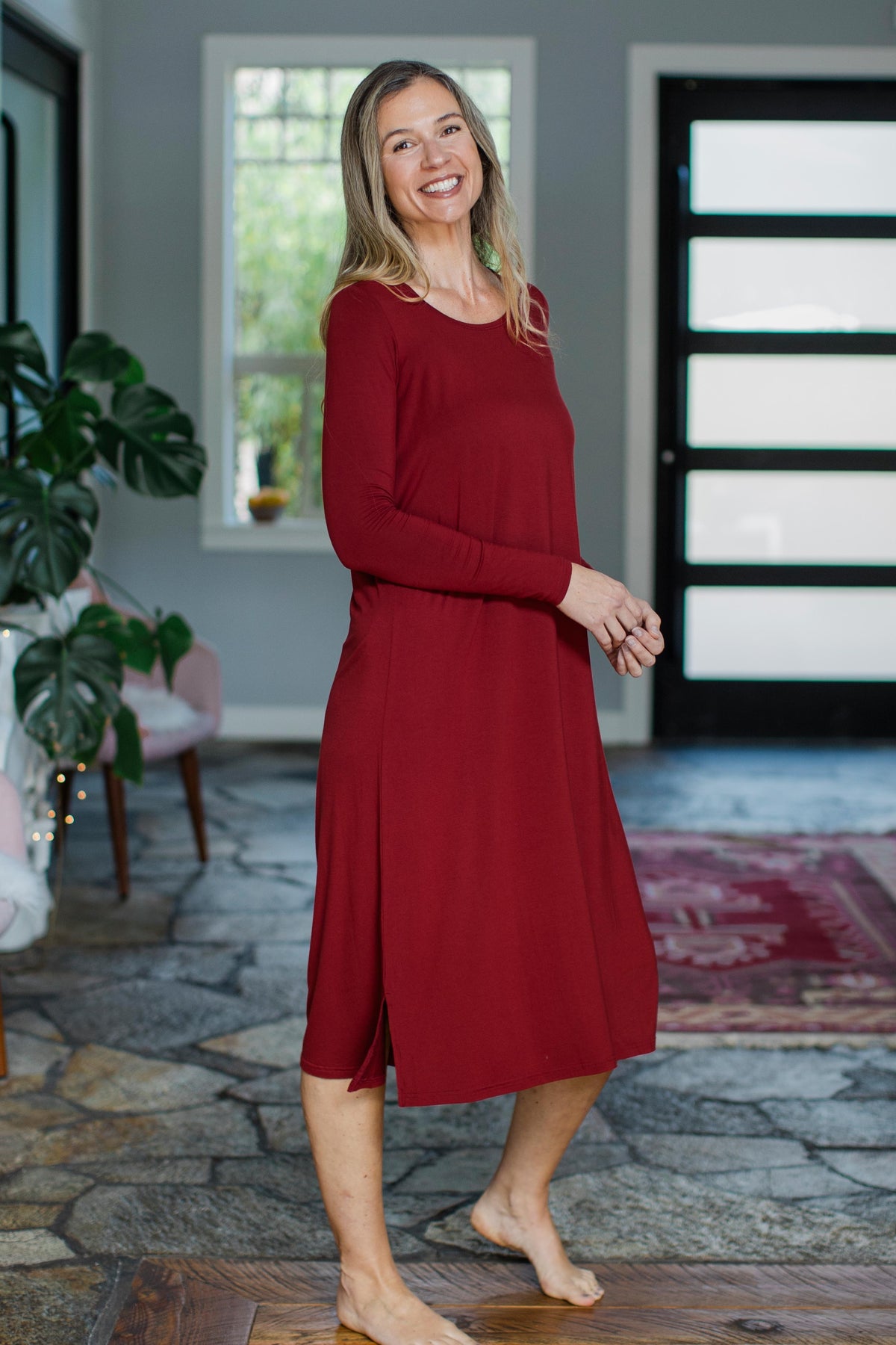 Neesha Scoop Neck Long Sleeve Bamboo Nightgown
