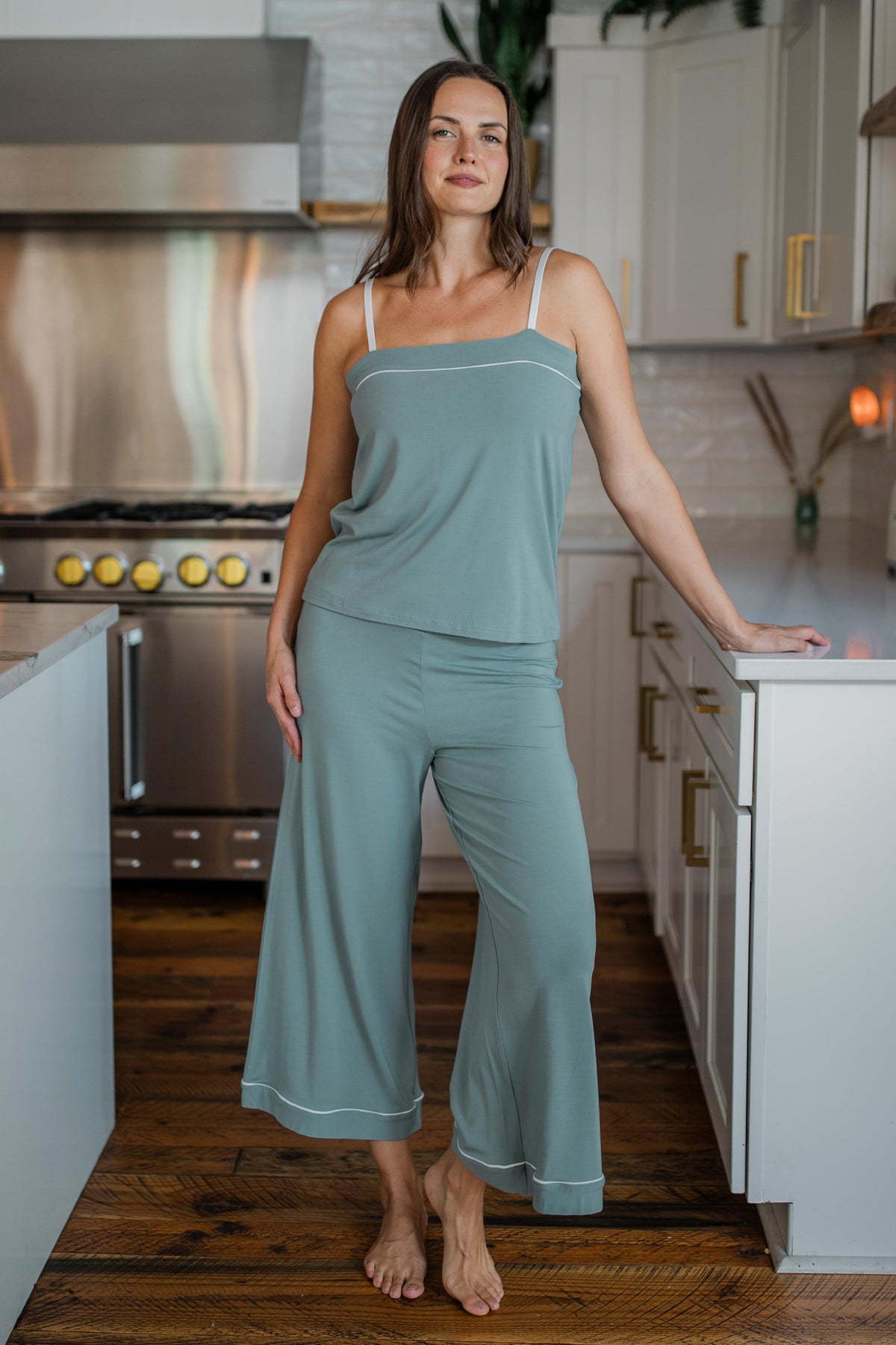 Rowan Piped Tank & Wide Leg Bamboo Pajama Set
