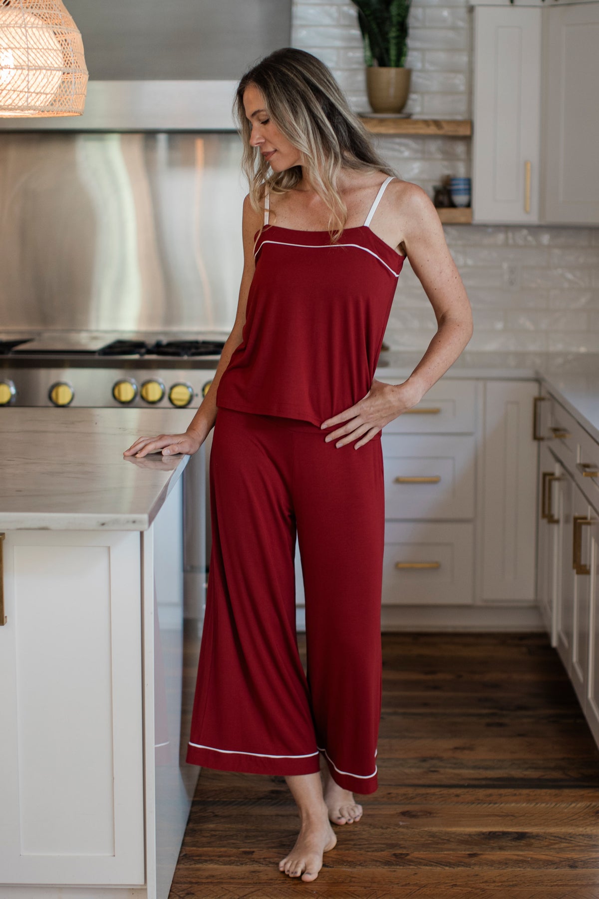 Rowan Piped Tank & Wide Leg Bamboo Pajama Set