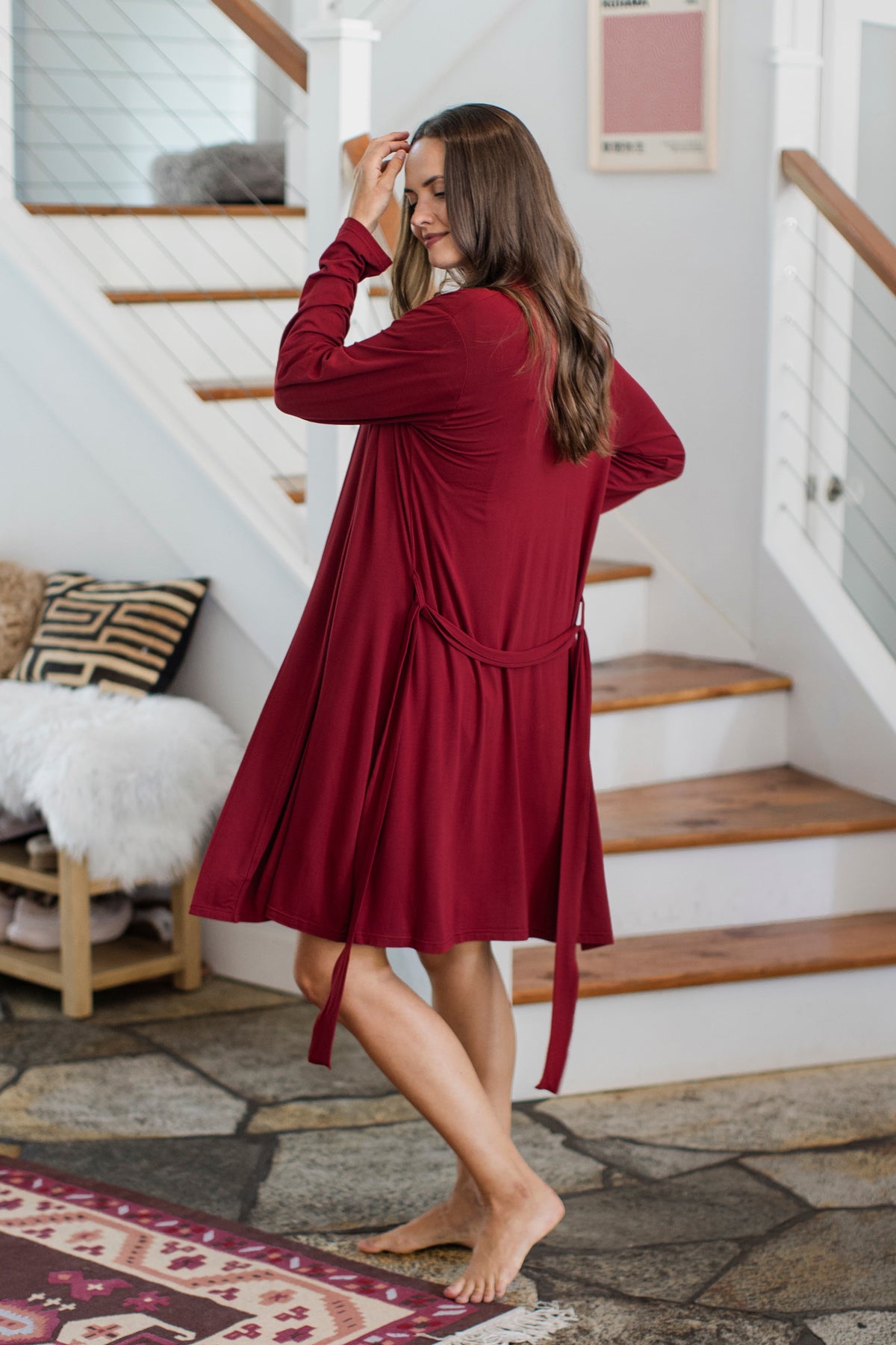 Serenity Long Sleeve Short Belted Bamboo Robe