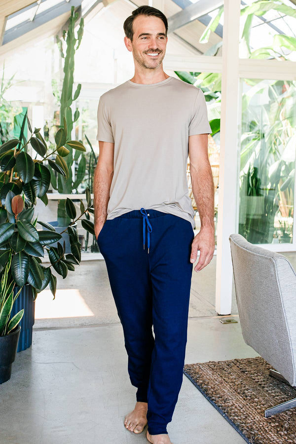 Men's Zach Bamboo & Organic Cotton Sweatshirt Jogger Lounge Pant - 
                         			Navy
                         		