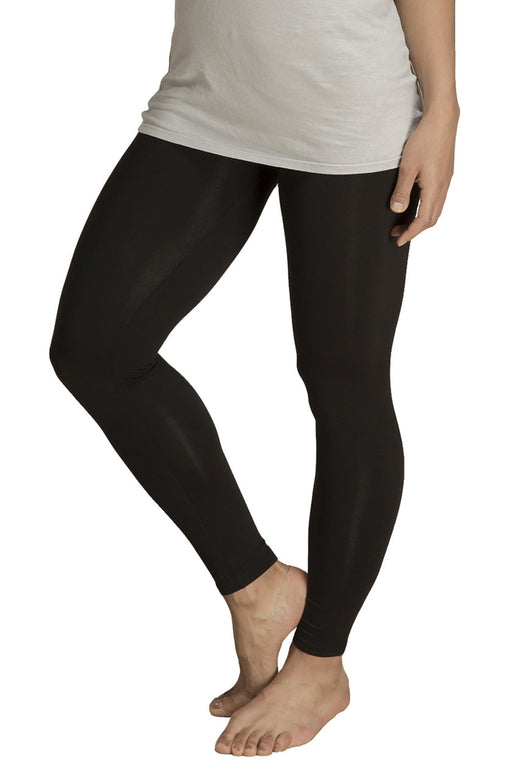 Close shot of a woman's hips and legs, wearing Yala Bliss Full Coverage Bamboo Leggings in Black