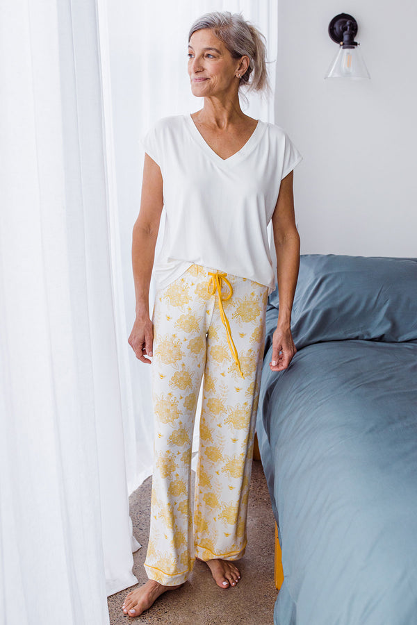 Gillian Piped Bamboo Pajama Pant - 
                         			Honeybee
                         		